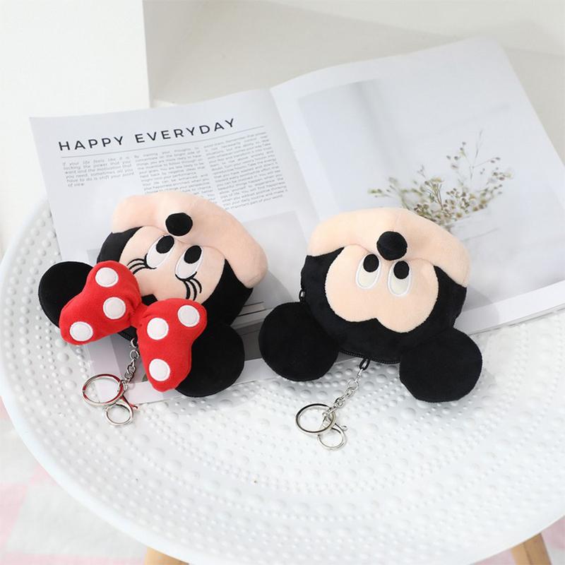 Disney Cartoon Plush Mini Makeup Bag Mickey and Minnie Cartoon Headphones Bag Card Case Girl's Keychain Bag Pendant Wallet