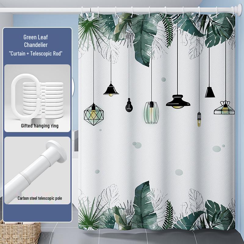 High-End Minimalist Floral Shower Curtain Set: Lazy-Style, Thickened, Waterproof, Mildew & Wrinkle Resistant.
