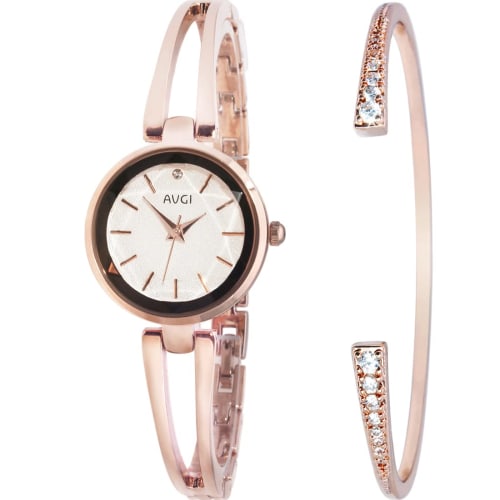 

AVGI Women s Stainless Steel Bracelet Watch with Water Resistance and Rose Gold