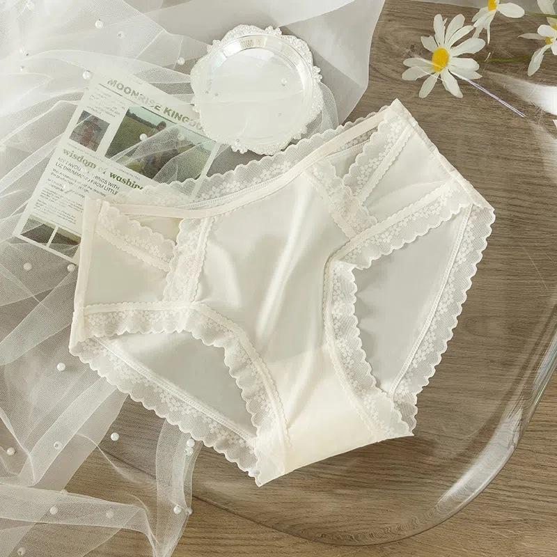 Sweet Sexy Briefs Women's Underwear Hollow Out Transparent Mesh Mid-Waist Breathable Panties