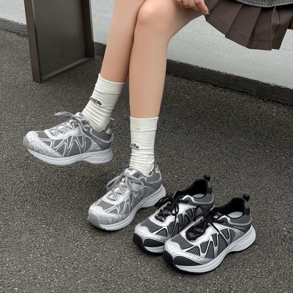 2025 Autumn New Lightweight Platform Dad Shoes Women's Outdoor Hiking Shoes Mesh Leather Casual Sports Jogging Shoes