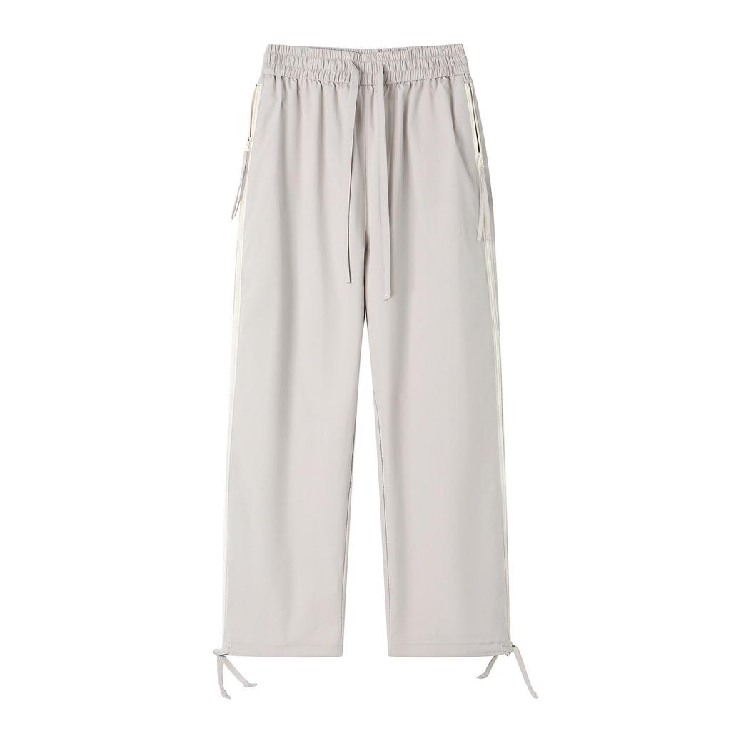 Men's Hong Kong Style Ice Silk Cargo Pants - Summer 2025, Thin, Quick-Drying, Side Zipper, Mesh Casual Pants.