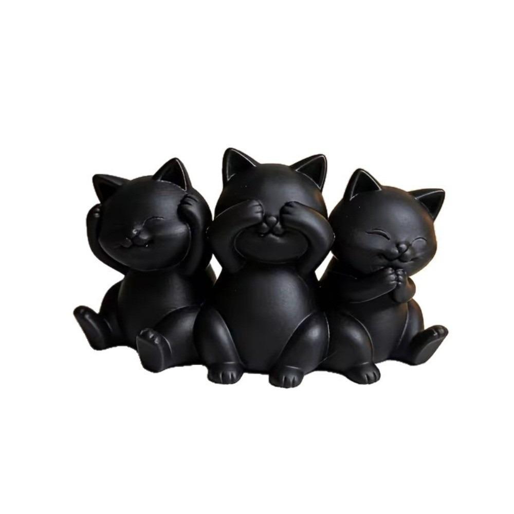 3D Printed Desktop Cat Decorations Creative Cat Ornament Simple Three Cat Statues  Gift