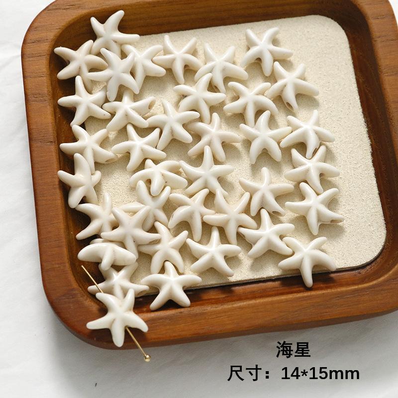 

10 шт., белая бирюзовая имитация трехмерного черепа, голова морской звезды, прямое отверстие, расшитая бисером прокладка, материал браслета «сделай сам», кулон