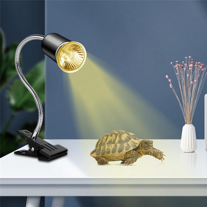 CYCLI-EU PLUG,50W Halogen Bulb Included Reptile Heat Lamp Aquarium Tank Heating Lamps For Tortoise Lizard Snake Terrarium