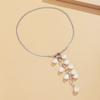 Baroque Court Style Imitation Pearl Fringed Necklace Retro Geometric Flat Snake Bone Necklace Decoration Snow Soft
