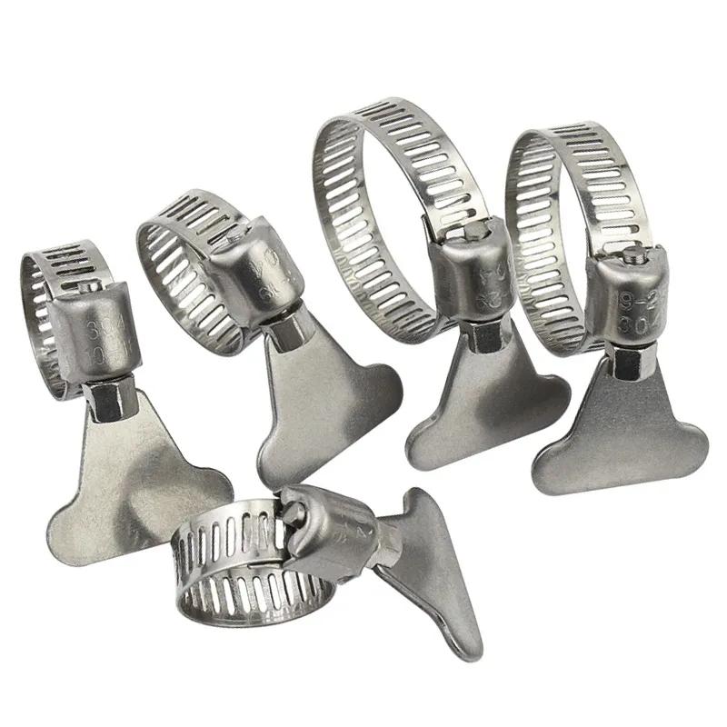 304 Stainless Steel Water Pipe Clamp Trachea Clamp Fixed Locking Clamp with Handle Throat Hoop Hand Twist Pipe Hoop Oil Pipe