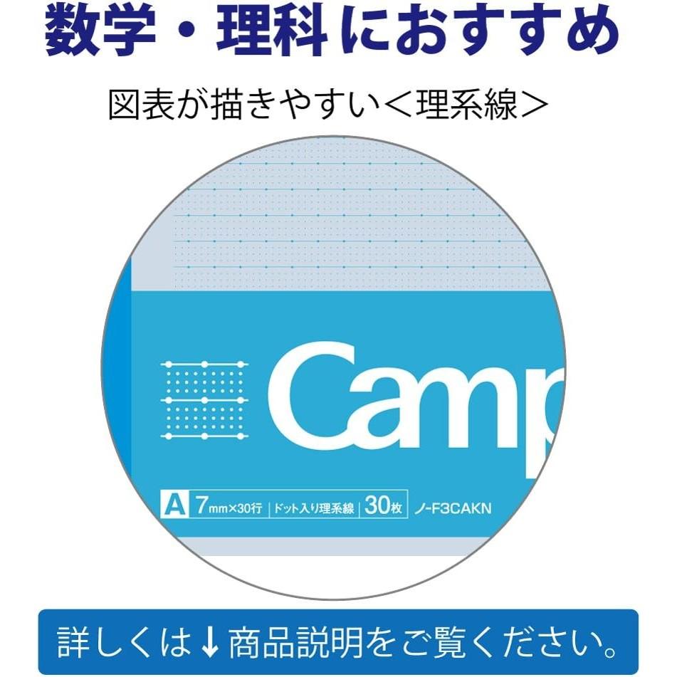 KOKUYO Campus Dotted Ruled Lines F3CAKNX5 Notebook, (A-ruled 7mm), 5-Color Pack, B5, No.