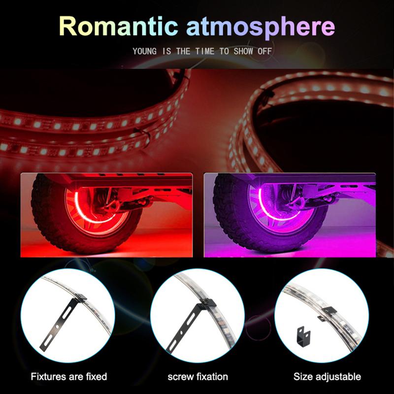Symphony LED Car Hub Lamp Double Sided APP Remote Sound Control Waterproof Neon Wheel Ring 12V Auto Decorative Atmosphere Light