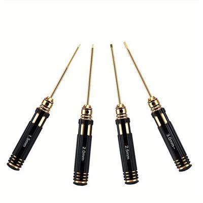 4 peças/conjunto Conjunto de Quatro Peças Banhado a Titânio de Chaves de Fenda para Modelos de Aviação, Modelos de Carro, Modelos de Aviação, Modelos de Navio, Aço de Alta Velocidade Hexagonal Interno