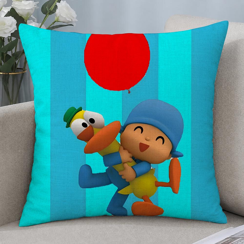 Cartoon Pocoyo Cushion Cover Cushion Covers Natural Linen Breathable Sofa Bedroom Decor Pillowcase