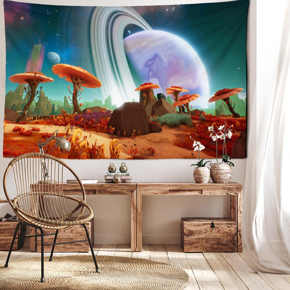 Planet Pilz Wandteppich Hängen Psychedelic Hexerei Mysterious Abstrakte Kunst Schlafsaal Wohnkultur