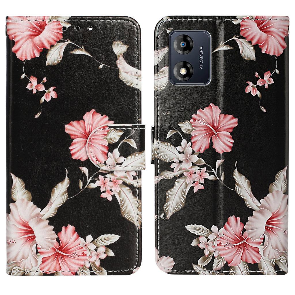 For Motorola Moto E13 4G PU Leather Pattern Printing Phone Case Wallet Stand Flip Folio Protective Cover