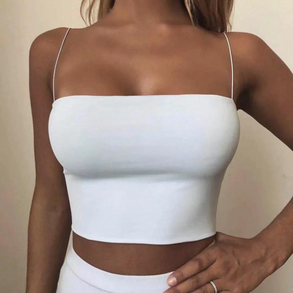Summer Women's Crop Top  Sexy Elastic Cotton Camis Sleeveless Short Tank Top Bar EMA