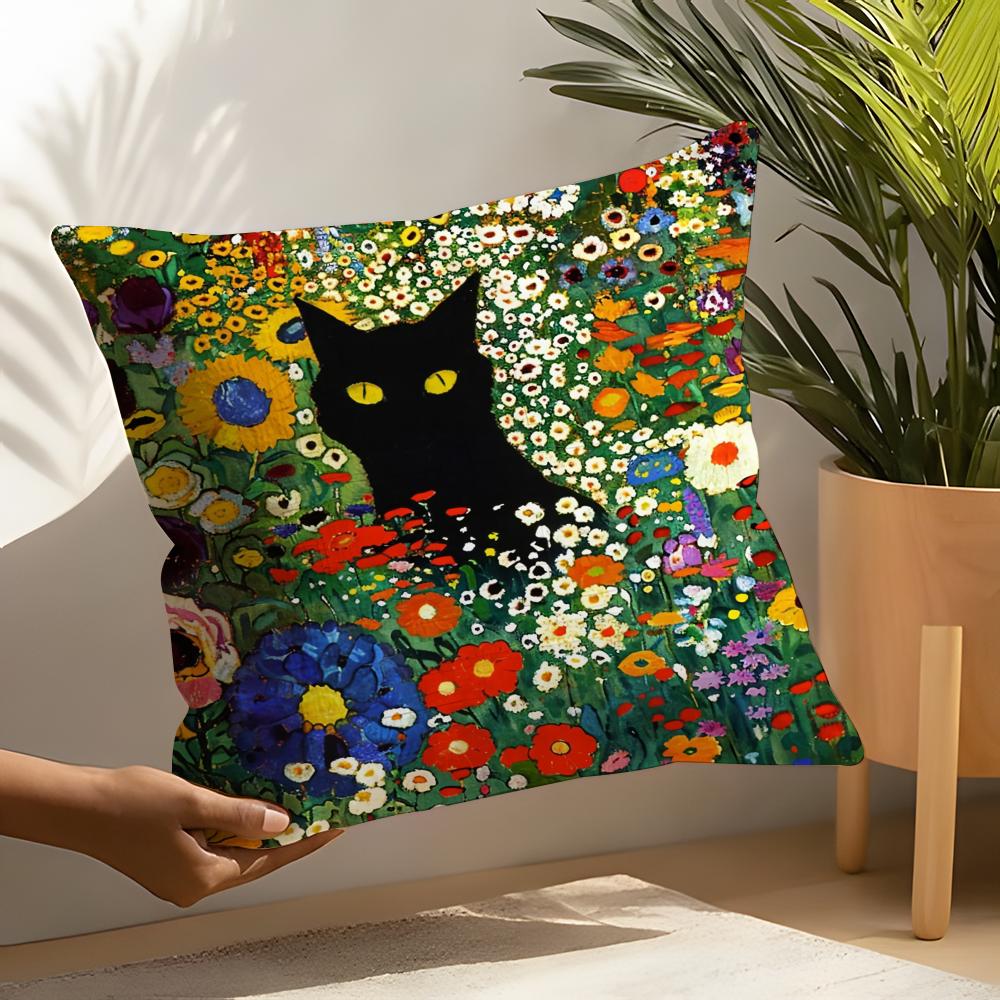 Gustav Klimt Oil Painting Pillow Case Linen Cushion Covers For Decorative Sofa Home Pillows Case Car Chair Pillows Cases