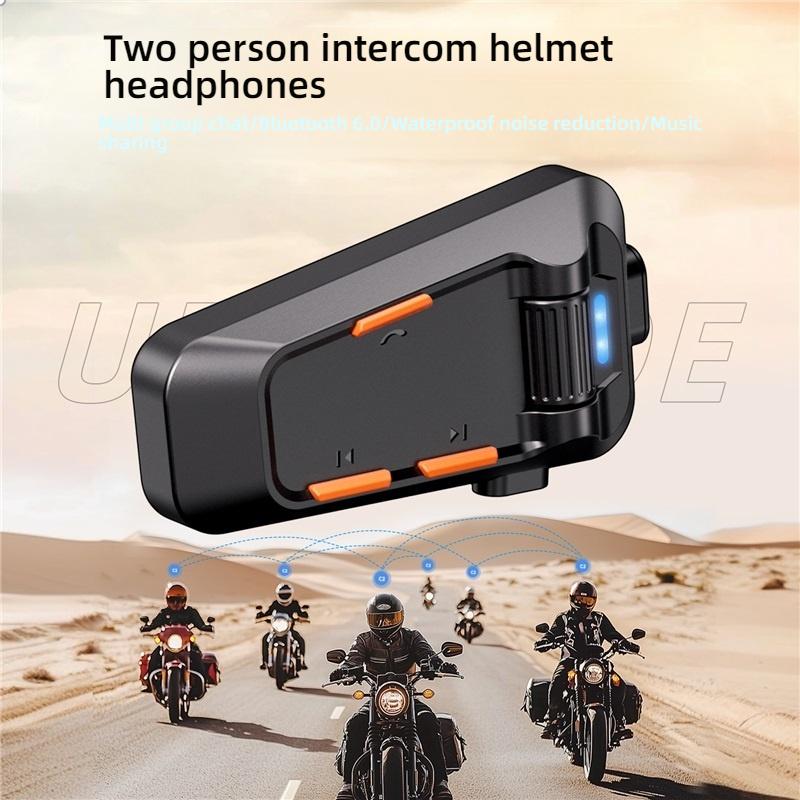 Bluetooth 6.0 Helmet Headphone, Dual Person Intercom Group Talk Noise Reduction for Motorcycle