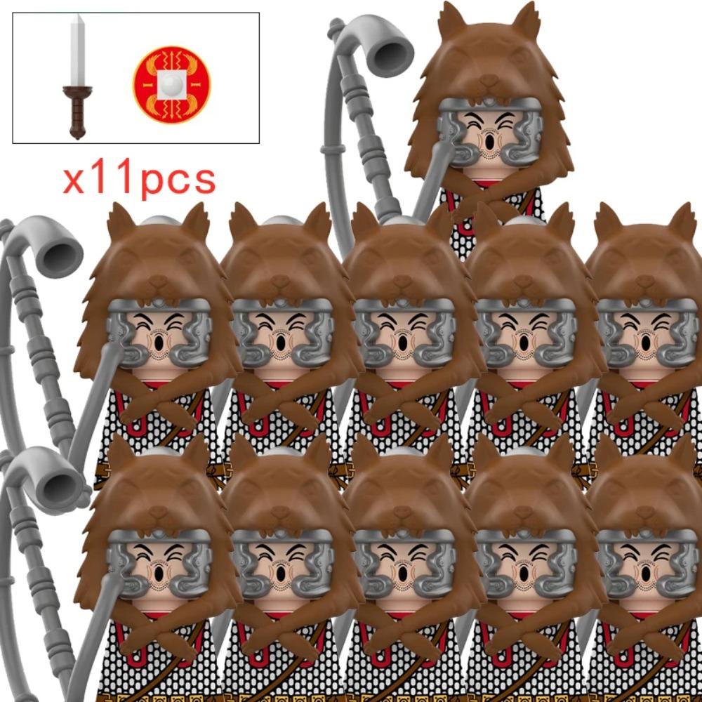 11pcs Medieval Dragon Knights Heavy Armor Bricks Assemble Action Figures Accessories Model