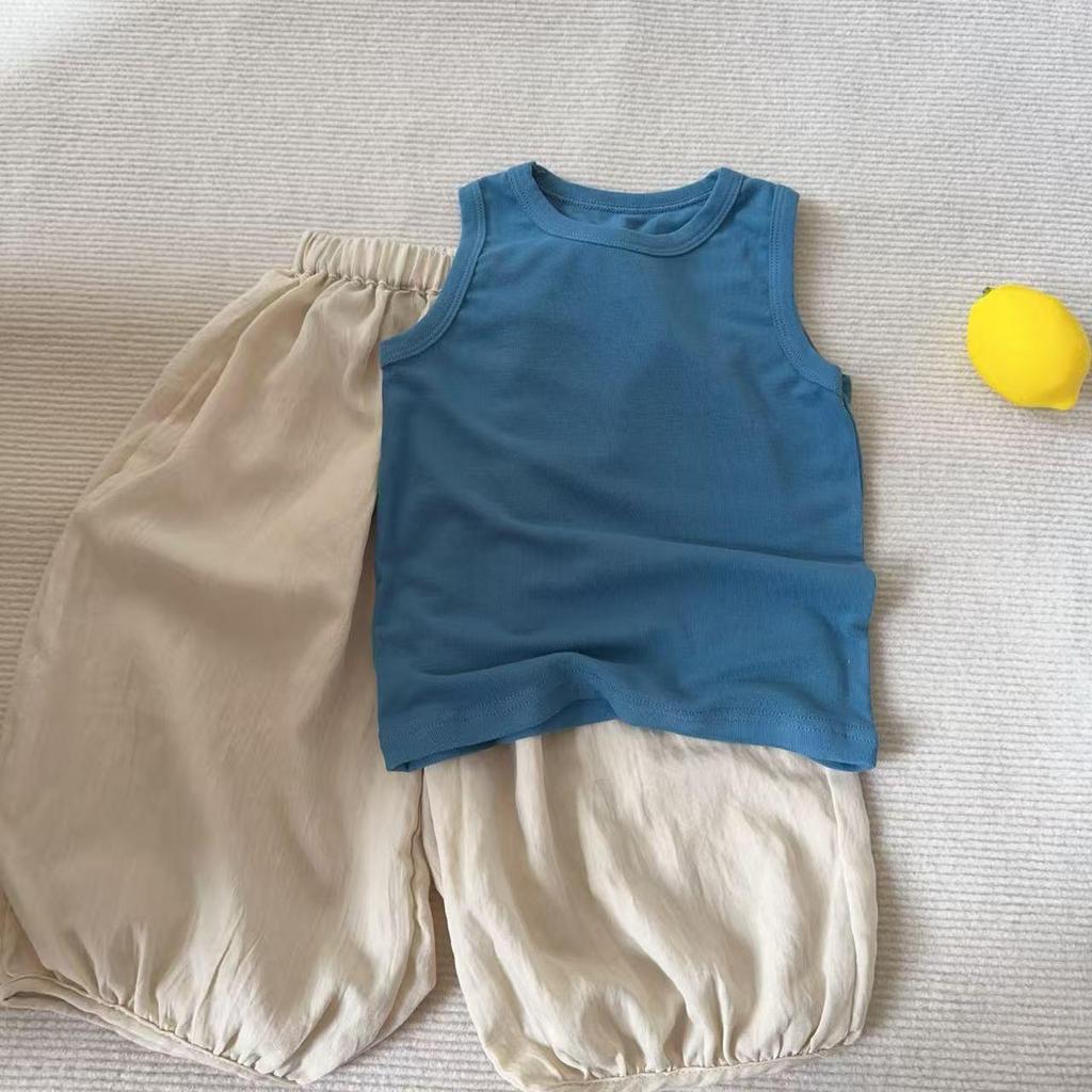 Children's Stylish Summer Sleeveless Vest - Solid Color for Baby Girls and Boys