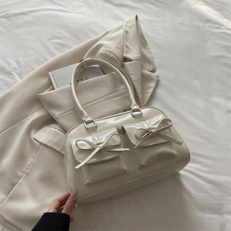 Large Capacity PU Bag Women 2025 New Ballet Style Bow Underarm Bag Versatile Shoulder Bag