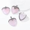 2pcs Natural Stone Heart Shape Necklace Pendant Healing Love Crystal Pendants Amethysts Charms Necklaces Jewelry Women 31*35MM