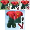 Children's Portugal Football Jersey Set World Cup Soccer Shirt Cristiano Ronaldo Number 7 Jersey Sports Suit