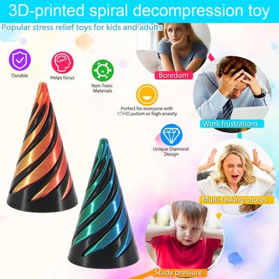 מודפס 3D ספירלה קונוס צעצוע מערבולת אשליה בלתי אפשרי ספירלה קונוס מעבר פיסול הפגת מתחים ילדים מבוגרים מיני ספירלה קונוס לקשקש צעצוע