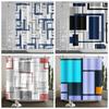 Modern Geometrisk Duschdraperi Blå Vattentäta Duschdraperier Polyester Badrumsgardin Badrum Texturerat Tyg Maskintvättbar