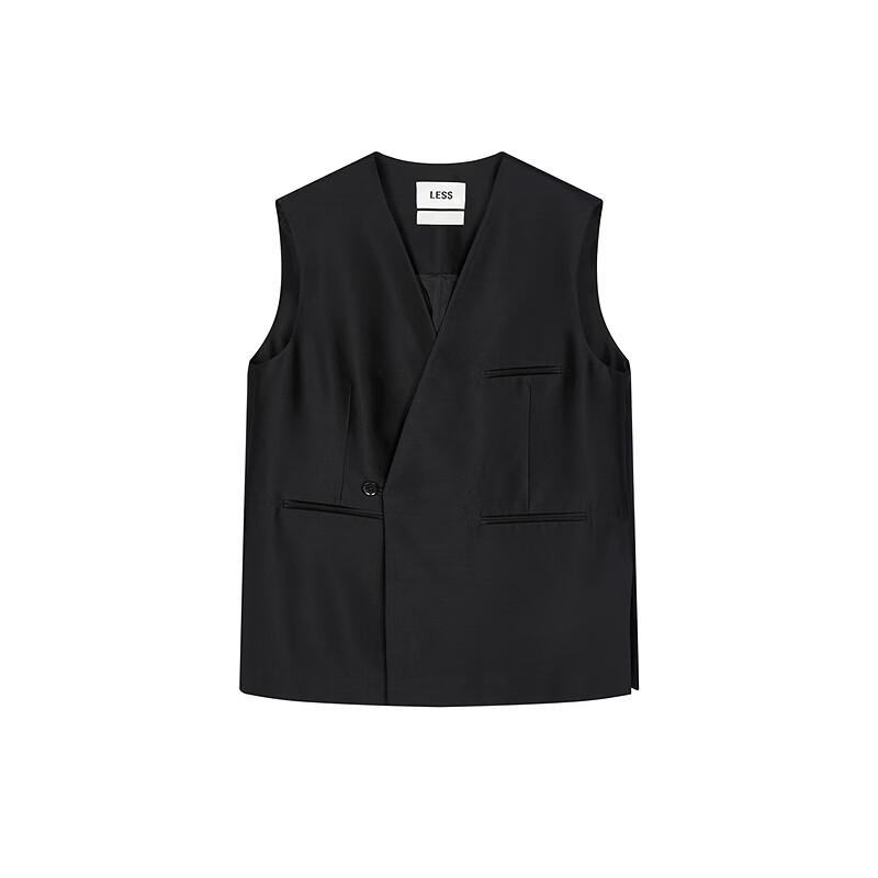 Women's Wool Silk Collarless Sleeveless Vest
