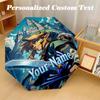 Zelda 8 Rib Auto Folding Umbrella, Personalized Custom Name Text