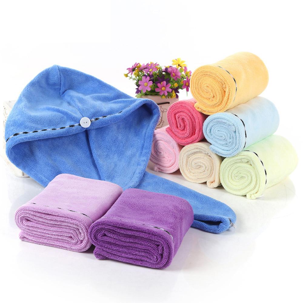 Microfiber Hair Towel Wrap with Button Loop Closure Quick Drying Towel for Post Shower Gym and Travel - Ultra Soft Reusable Hair Drying Cap for Curly