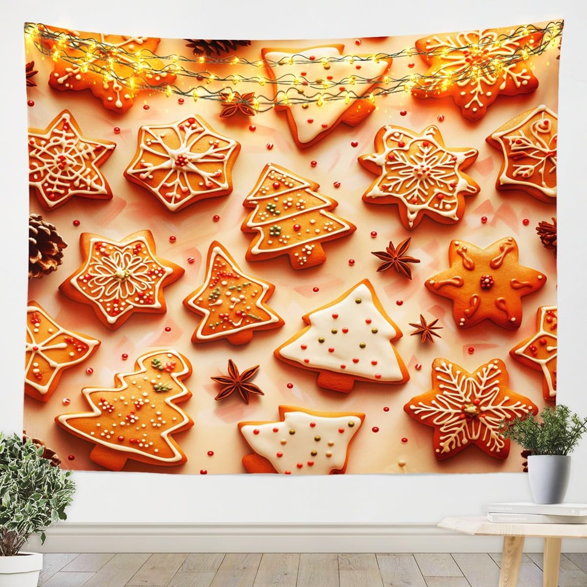 

Christmas Tapestry New Year Background Wall Hanging Decoration Fireplace Stockings Gifts Hanging Cloth 90x75cm