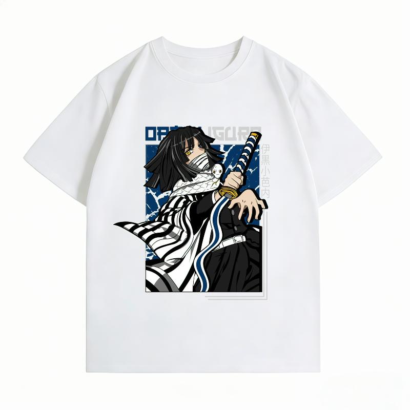Demon Slayer Obanai Iguro 100 Cotton Unisexs Tshirt Summer New Unisexs Clothing Casual Short Sleeve Anime Print Tee
