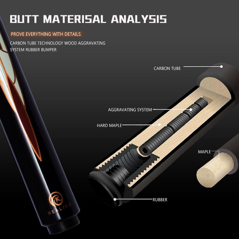 OKHEALING 3 Pieces 12.9mm Tip Break-Jump Cue Black Technology Carbon Fiber Shaft Butt 147cm 20~22oz Radial Pin Billiard Cue Pool Game Cues