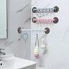 6 Hook Wall Mounted Towel Rack, No Drill Plastic Bathroom Organizer, Corner Shower Storage Holder for Towels, Bath Accessories and Kitchen Supplies