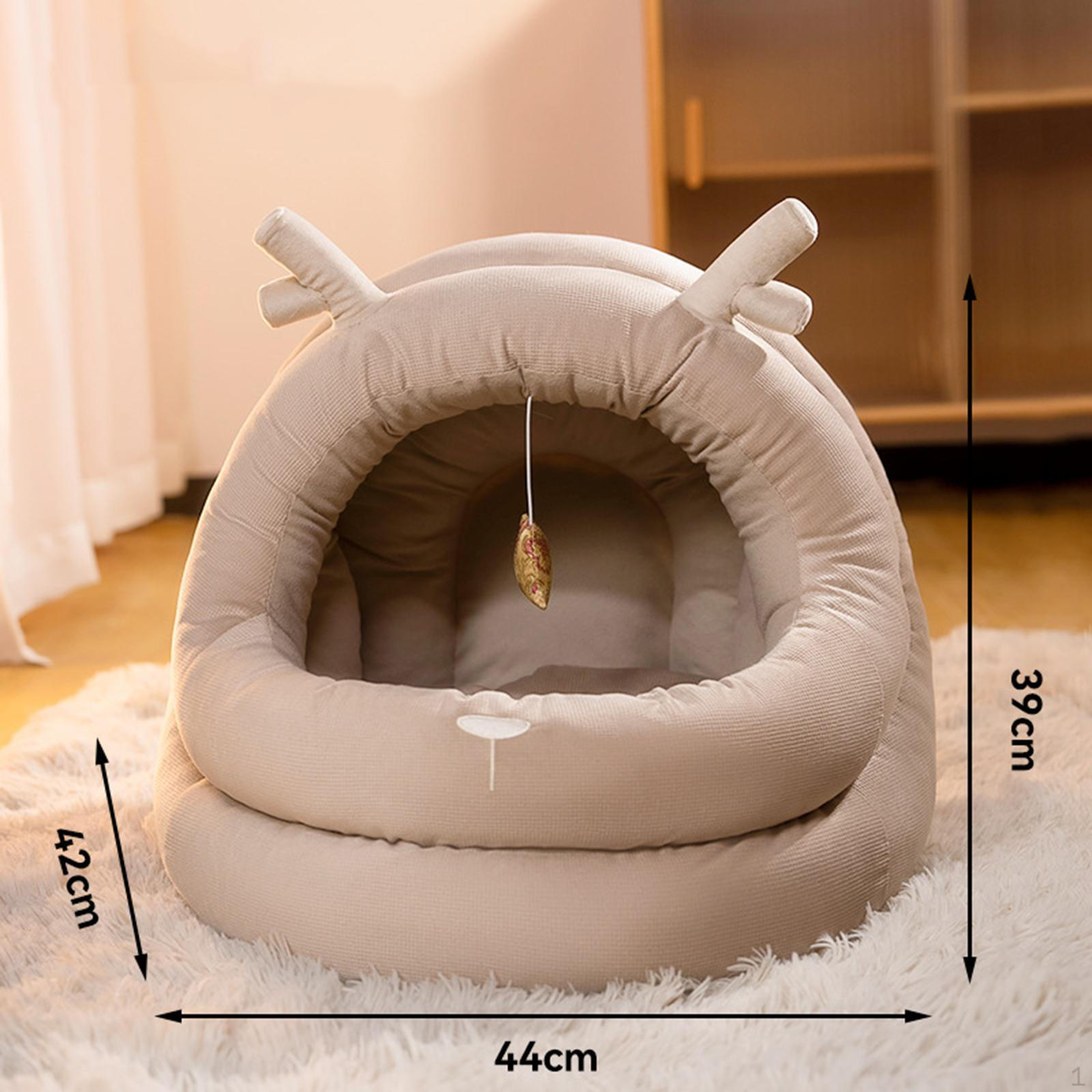 

Лежак для кошек на зиму с игровым мячом, нескользящий дизайн для маленьких и средних кошек S