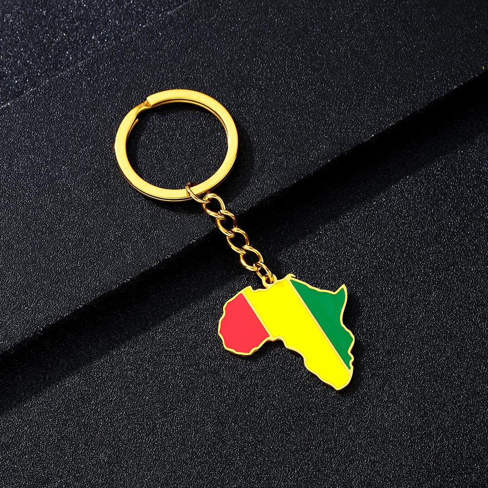 Portachiavi Premium in Acciaio Inossidabile con Ciondolo Mappa Bandiera Africa Ghana Nigeria Capo Verde Congo Uganda Regalo per Appassionati di Viaggi