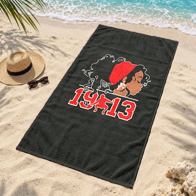 Delta Sigma Theta 1913 Microfiber Beach Towel Quick Dry Sand Free Lightweight Beach Towels for Travel Swimming Camping
