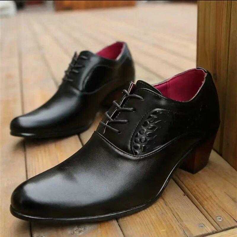 Fashion Men Retro Formal Shoes Black Patent Leather Lace Up Business Derby Shoes Casual Fashion Versatile Shoes Size 38-46 Men Shoes