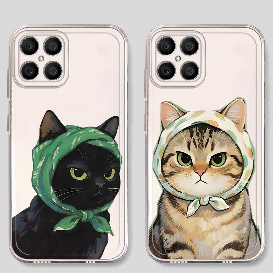 Soft Phone Cover Case for Honor X8b X9b X7b X8a X8 X9a 90 Lite Cartoon Cat