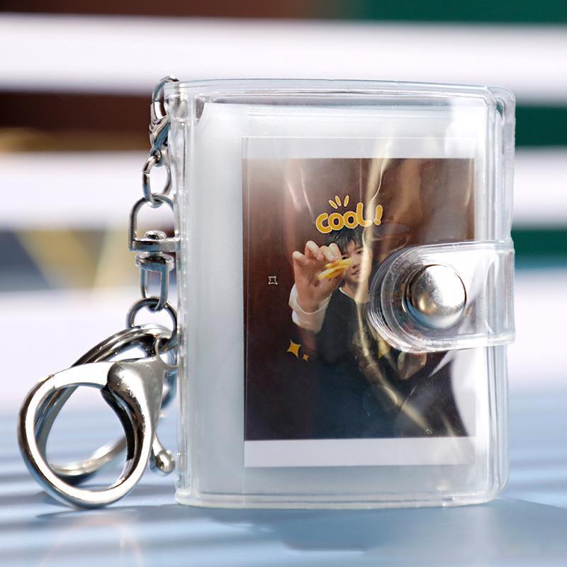 1/2 inch 20 Pockets Small Photo Album Keychain Mini Photos Collect Book Hanging Chain Card Holder Instax Card Photocard Holder