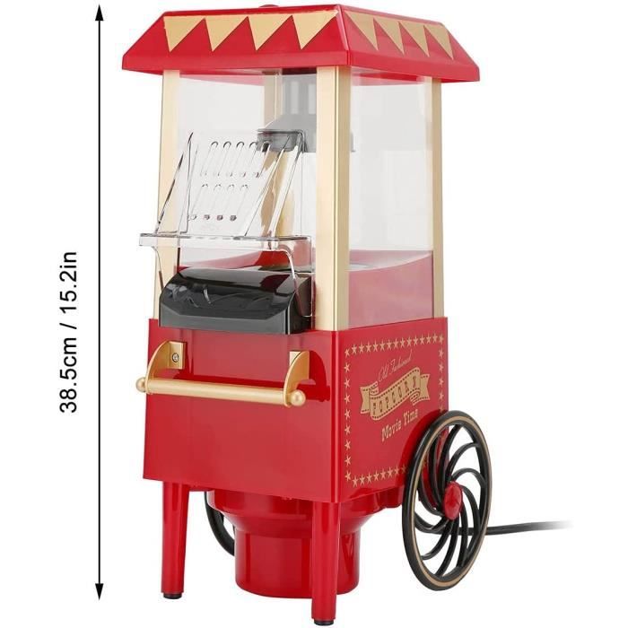 Machine à pop-corn - 123 - Mini maison cuisine - Aluminium rétro - 1200W - Rouge