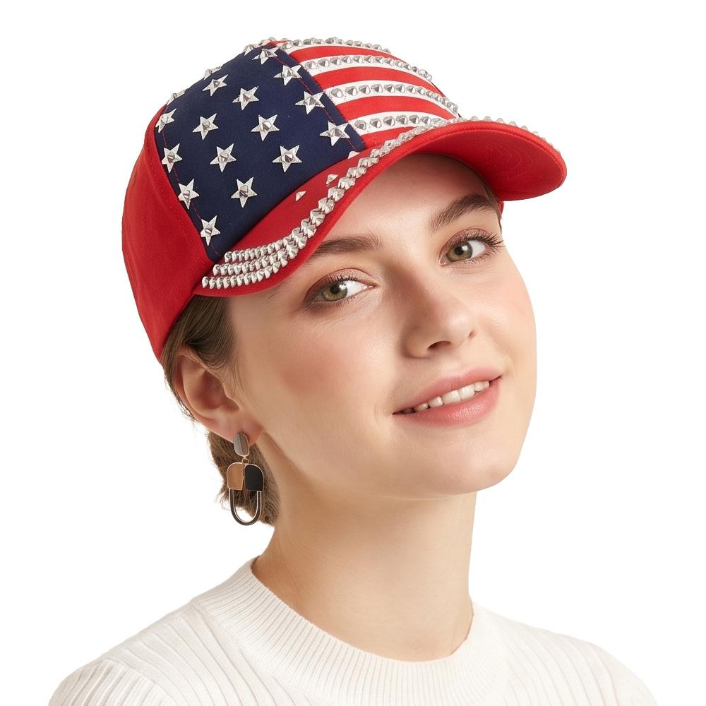 USA Vlag Strass Bezaaide Baseballpet Sprankelende Amerikaanse Vlag Verstelbare Patriotische Zon Hoed Voor Vrouwen 4 Juli