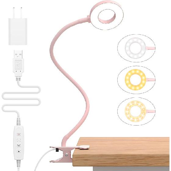 iZELL Desk Lamp, [3 Color Modes & 10 Brightness] LED Reading Light with Clamp, Flexible Gooseneck Book Light for Kids Reading Book In Bed At Night