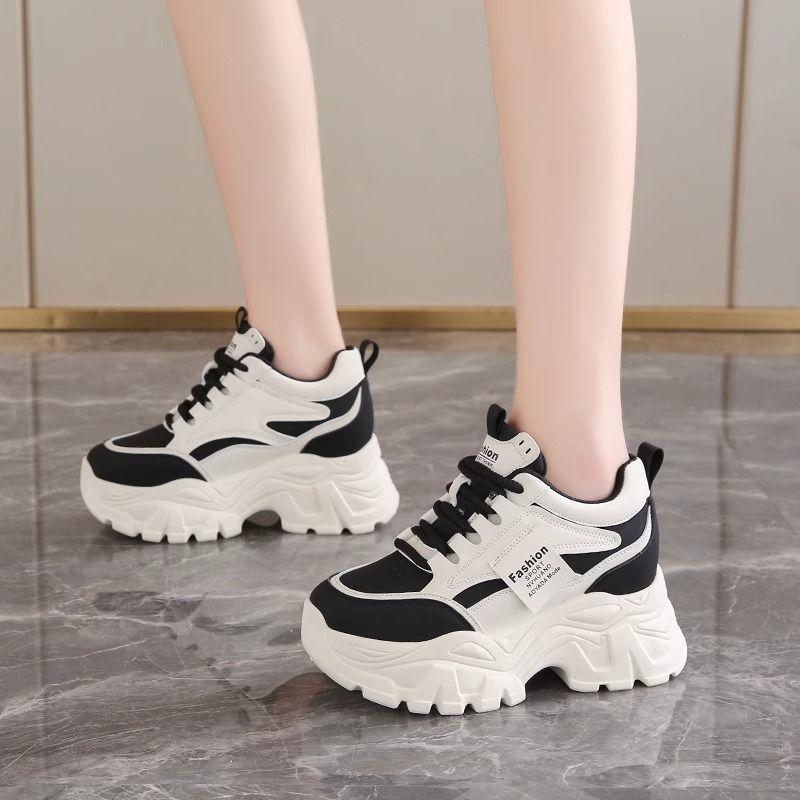 Fashionable New Comfortable Women'S Shoes Spring And Autumn Lace Up Elegant Solid Color Breathable Sports And Leisure Shoes