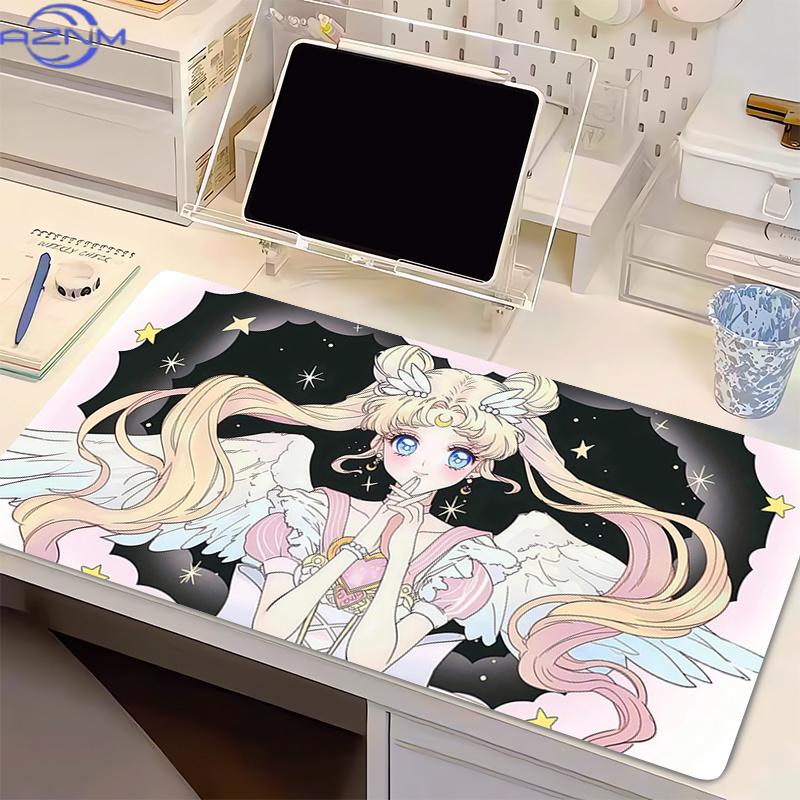 Kawaii Magical Girl Mouse Pad SSailor Moons Anime Gaming Accessories Computer Desk Mat Gamer Keyboard Pad AntiSlip Mouse Mat