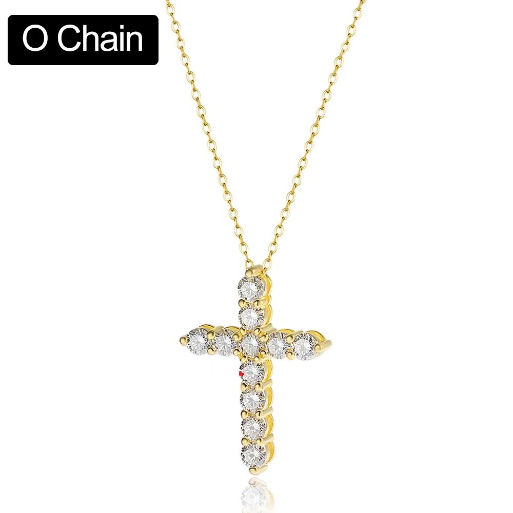 3mm 4mm 5mm Moissanite Cross Necklace GRA Certified S925 Silver Jesus Pendant Neck Chain for Women Engagement Bridal Fine Jewely