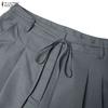 ZANZEA Womens Casual Solid Color Loose Commute Wide Leg Pants
