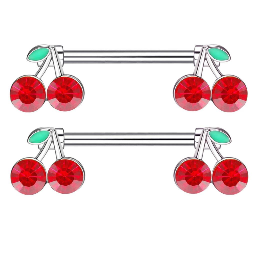 Red Series Diamond Nipple Rings - Love, Moon, and Flower Designs