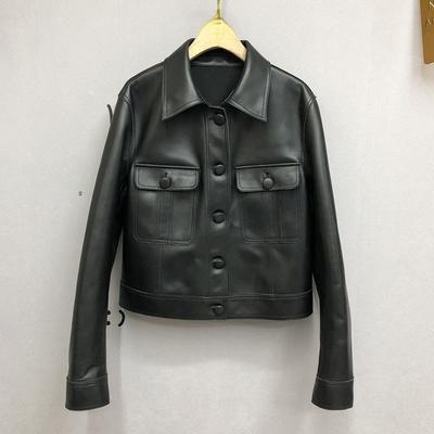 European Cropped Leather Jacket Women's Motorcycle PU Leather Short Korean Loose Workwear Hong Kong Wind Jacket