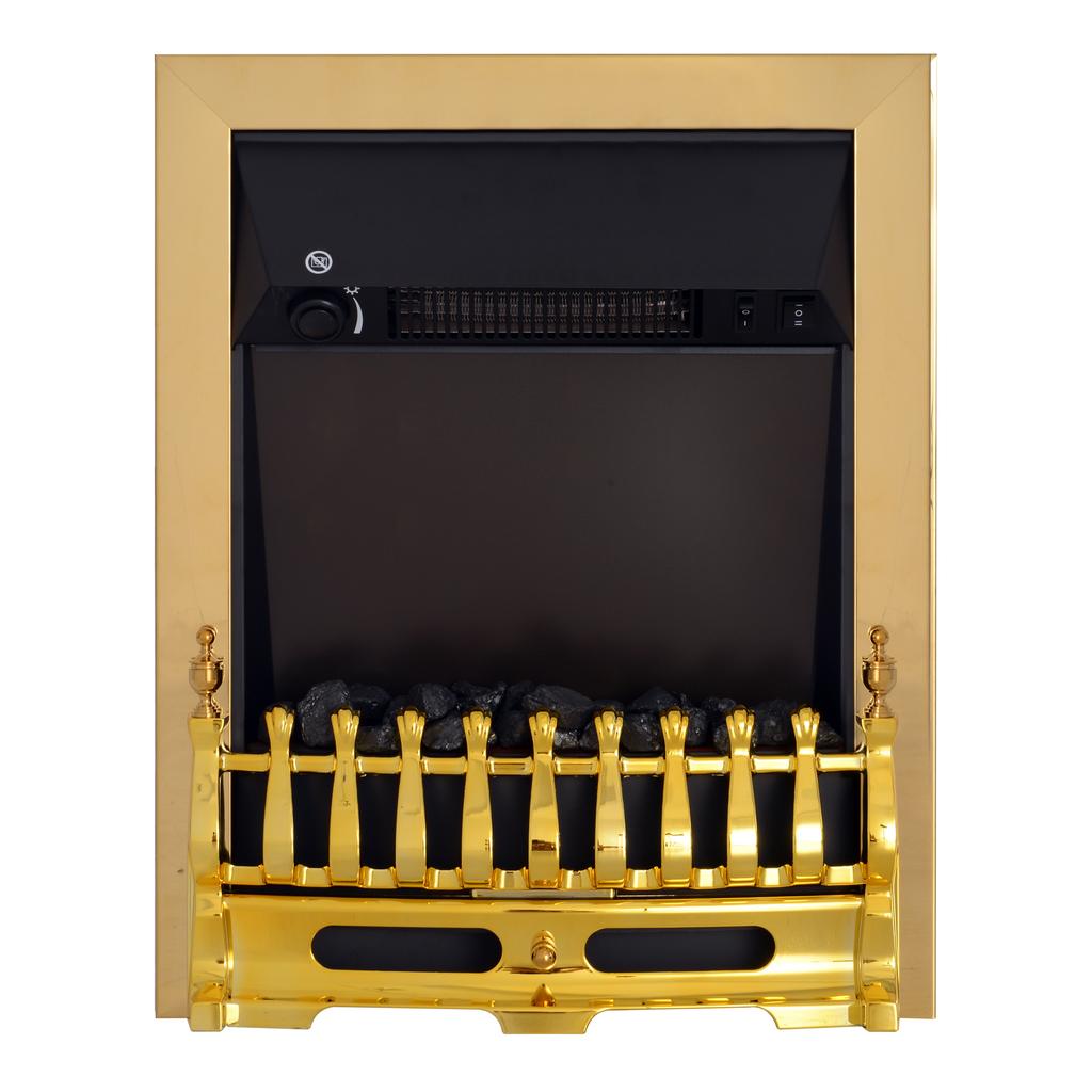 Camino Elettrico con Riscaldamento, Camino Elettrico con Effetto Fiamma a LED, Camino Decorativo 1000/2000W, Stufa da Incasso Elettrica, Oro